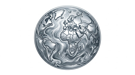 Metallic Globe with Continents and Oceans Depicted. © Franky