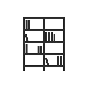 Bookcase icon. Monochrome black and white symbol