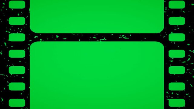 Minimalist green screen frame element with simple black borders and standard film sprocket details abstract cinematic background video editing motion graphics footages clip assets footage.