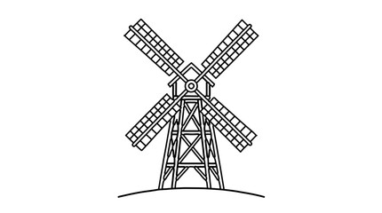Obraz premium Vector illustration of a traditional wooden windmill