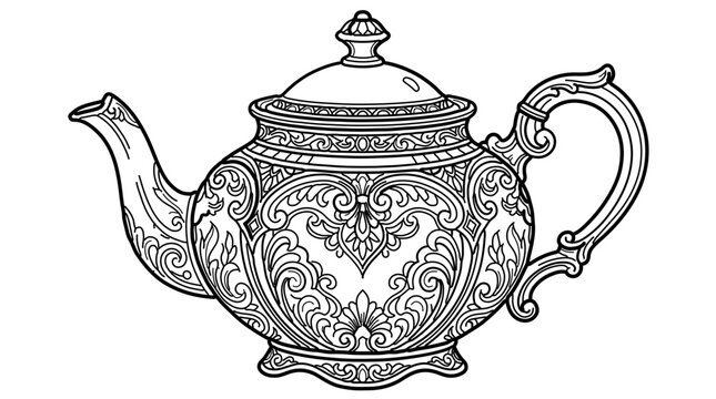 Vintage ornate teapot with intricate floral engravings