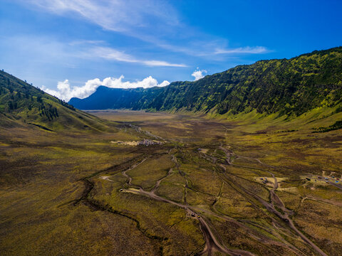 Aerial view of Bromo Tengger Semeru National Park in Indonesia
