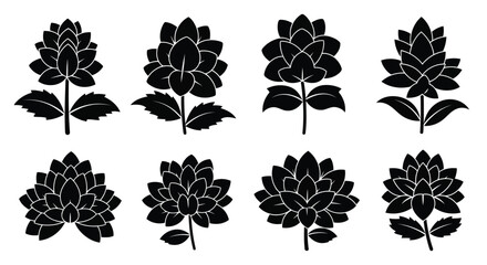 Obraz premium Black flower icons set