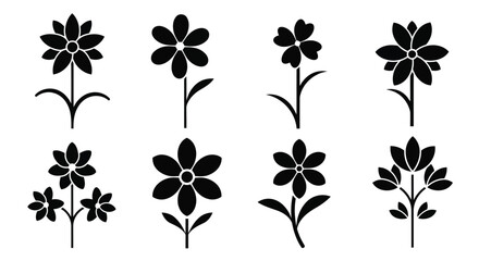 Fototapeta premium Black flower silhouettes on white background