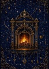 Obraz premium Ornate fireplace cosmic elegance