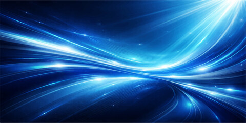 Fototapeta premium Abstract Blue Star Light Energy Background with Glowing Space Waves and Bright Cosmic Glow