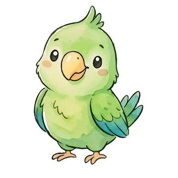 Cute cartoon beo bird Cartoon Character for kids iilustration watercolor