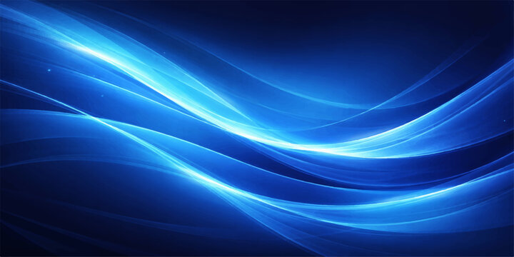 Abstract Blue Wave Background with Flowing Light Energy and Smooth Curved Patterns