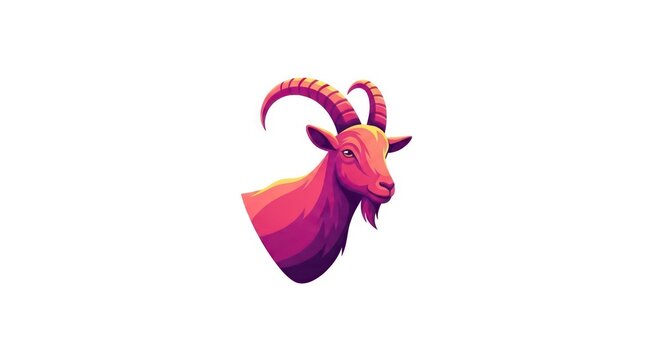 Modern goat head illustration with vibrant gradient horns