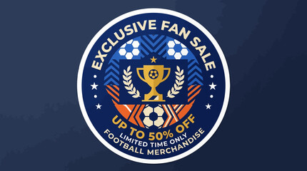 Fototapeta premium Discounted football merchandise sale advertisement.
