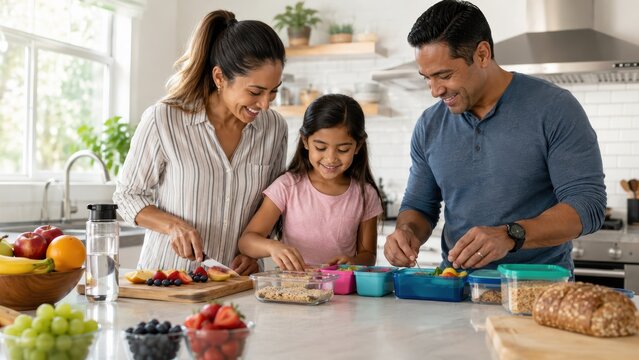 Family Preparing Healthy Lunch for Preventive Wellness