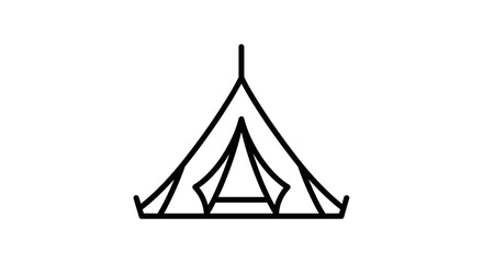 Fototapeta premium Minimalist Bell Tent Outline Icon Simple Camping Symbol