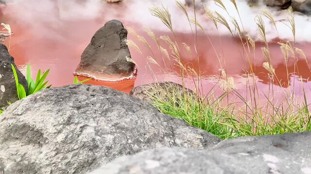  Volcanic Rock inside Steaming Blood Pond Hell Hot Spring in Beppu