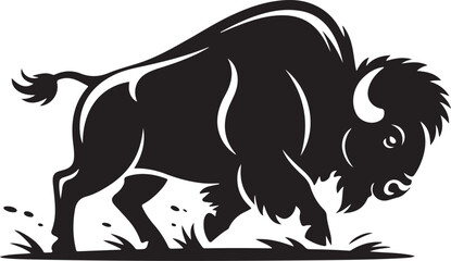 Obraz premium Bison grazing in grassy field illustration