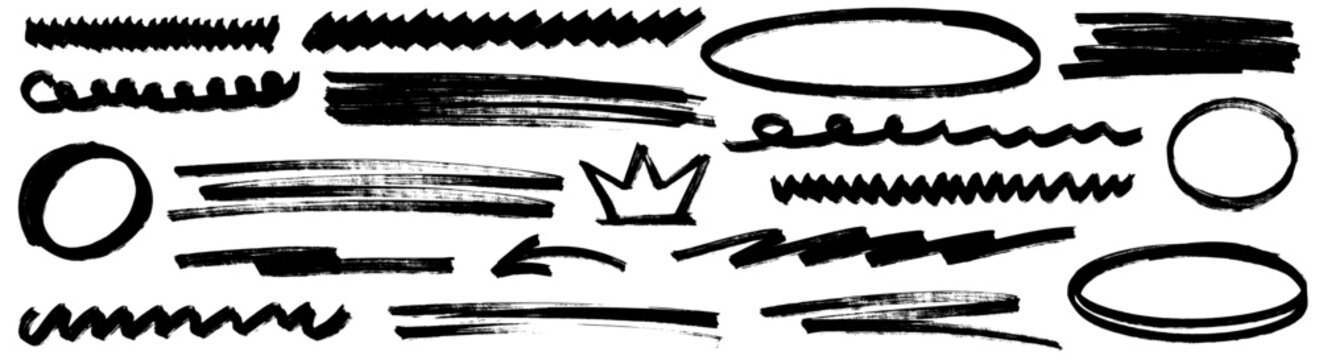 Bold pen circles and hand drawn marker highlights packed with arrow energy. Pencil underlines and marker arrow highlight strokes bring vivid underscore life.