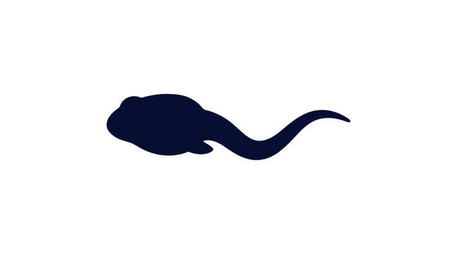 Silhouette icon of a single young frog tadpole swimming underwater