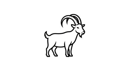 Fototapeta premium Majestic mountain goat line art illustration