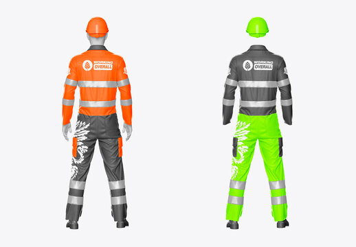 Safety Suit with Helmet Mockup