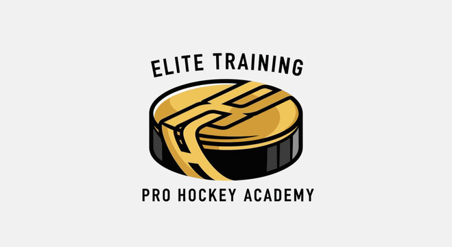 Hockey Training Academy Logo Featuring Puck Design For Elite Pro Development Programs