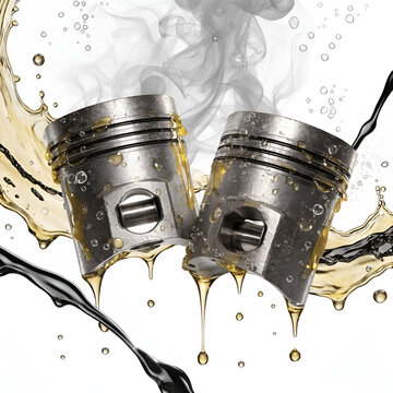 engine pistons in mineral oil gasoline realistic