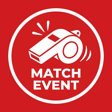 Iconic Whistle Emblem Highlighting Match Event Against Red Background Circle Art