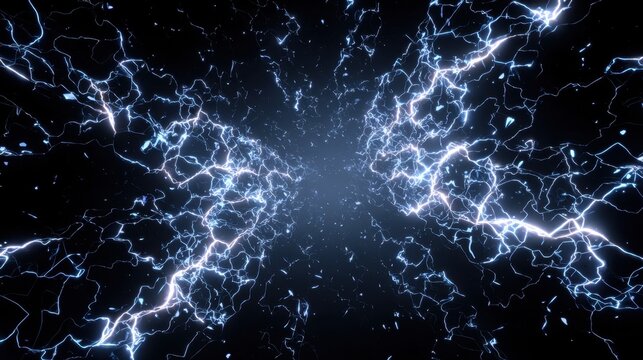 Electric Blue Lightning Burst in a Dark Cosmic Space with Dynamic Energy Waves and Bright Light Particles