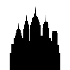 Obraz premium Monochrome vector of Art Deco city skyline silhouette, extremely detailed building facades with geometric ornamentation, black skyline against white sky, editorial illustration style