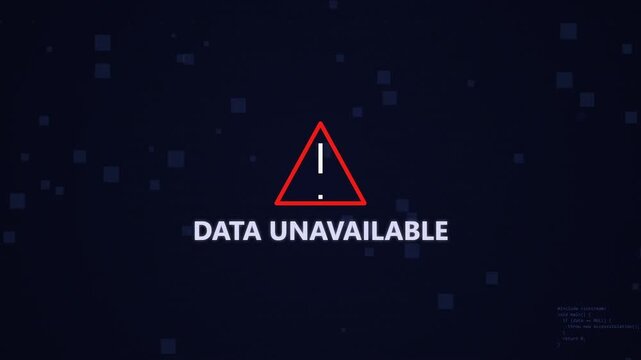 Glitchy System Error Notification with Red Warning Triangle and Data Unavailable Message