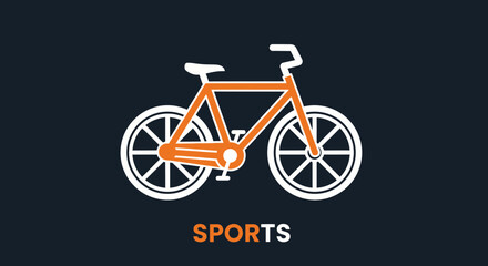 Fototapeta premium Minimalist Bicycle Illustration on Dark Background Representing Sports Concept Effortlessly