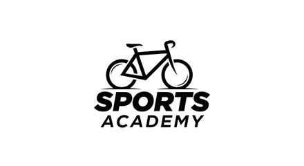 Fototapeta premium Minimalist Bicycle Logo for Sports Academy Design in Black and White Emblem
