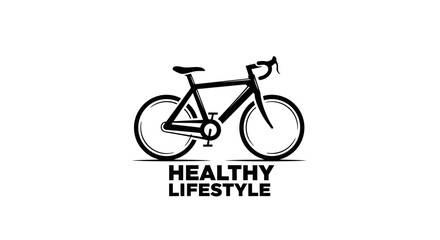 Fototapeta premium Minimalist Black Bicycle Emblem for Healthy Lifestyle and Outdoor Adventures