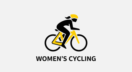 Fototapeta premium Minimalist Design Depicting A Woman Cyclist Emblem Representing Women's Cycling Competition