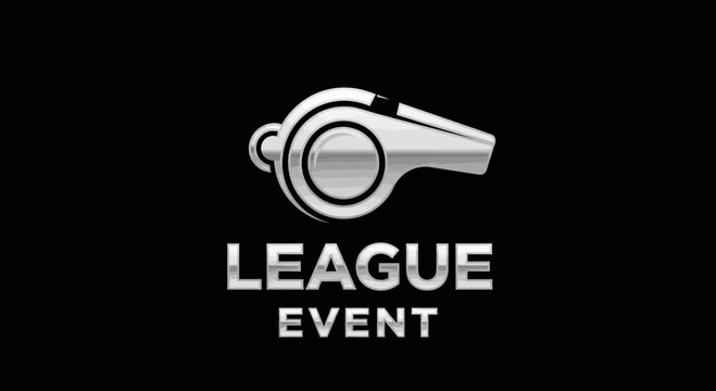 Metallic Whistle Graphic Representing League Events And Sporting Competitions