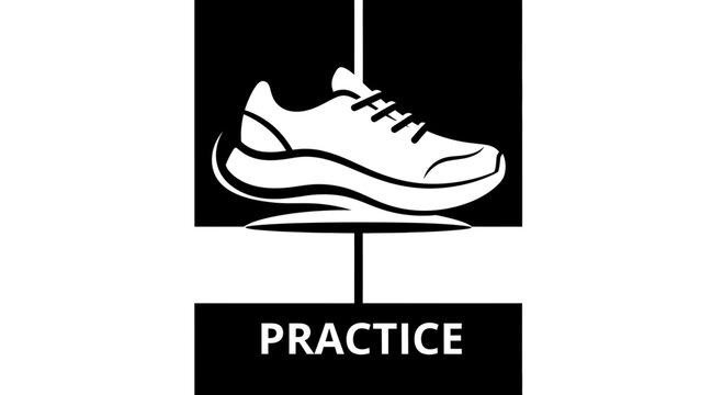 Minimalist Sport Shoe Illustration Demonstrating Practice, Effort, and Training Concept