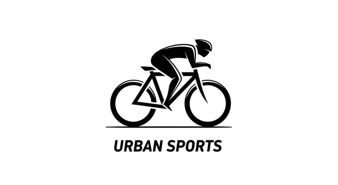 Minimalist Silhouette Of A Cyclist Riding A Bicycle In An Urban Competition Setting