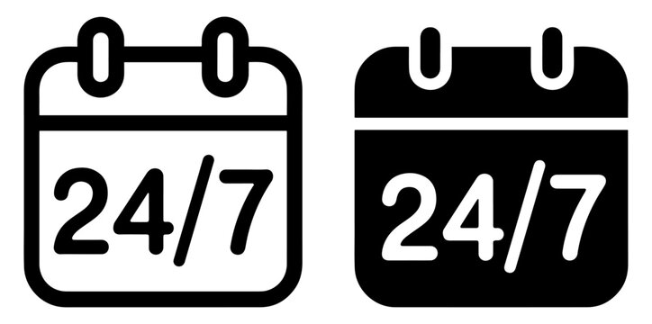 calendar 24 7 service icon