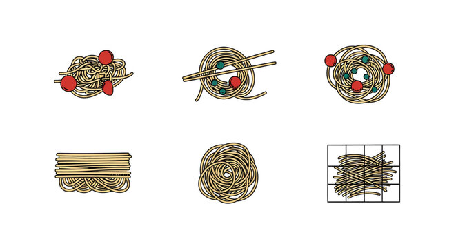 Step-by-step guide to cooking spaghetti noodles with illustrations for preparing, boiling, and serving popular Italian pasta dishes