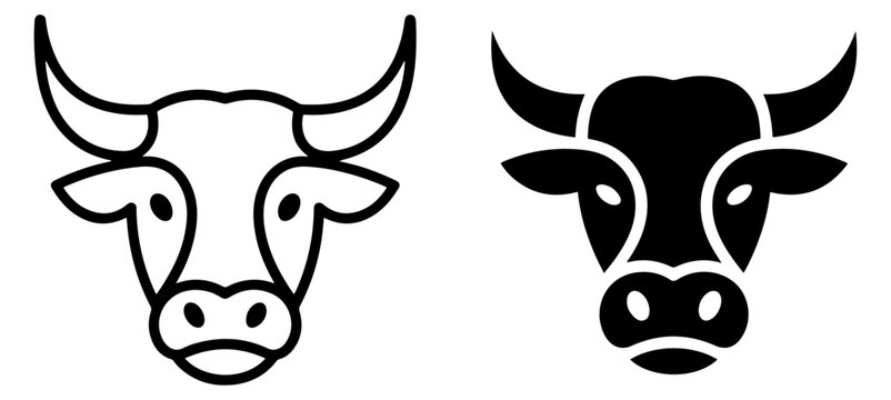 bull head beef icon set