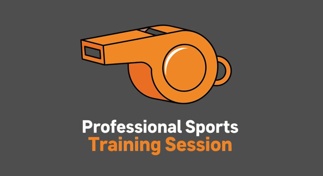 Orange Whistle Depicting Professional Sports Game and Training, Great For Education