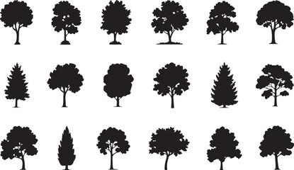 Various tree silhouettes in black and white © Ranaart