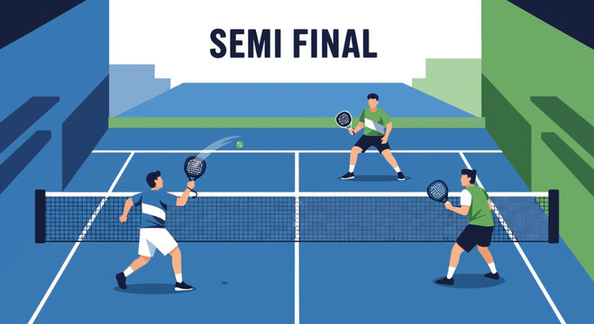 Padbol Tournament Semifinal: Dynamic Illustration of Sport Action and Competition Display