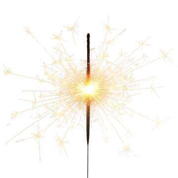 A sparkler with sparks flying around it