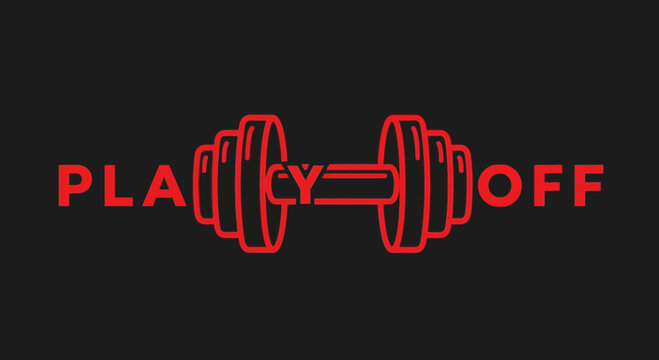 Playoff Fitness Concept Integrating Weights and Typography in a Bold and Dynamic Composition