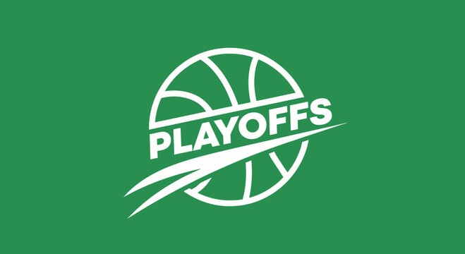Playoffs Basketball Design With Green Background: Sporting Event Illustration