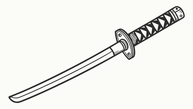 Traditional Japanese Katana Samurai Sword Vector Illustration