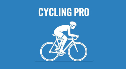 Fototapeta premium Professional Cyclist Riding Bicycle, Cycling Pro Champion Sport on Vibrant Blue Background