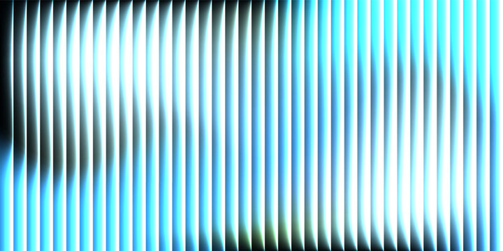 Deep vertical reeded glass texture, blue black gradient with frozen refraction. Ribbed pattern background, vector illustration