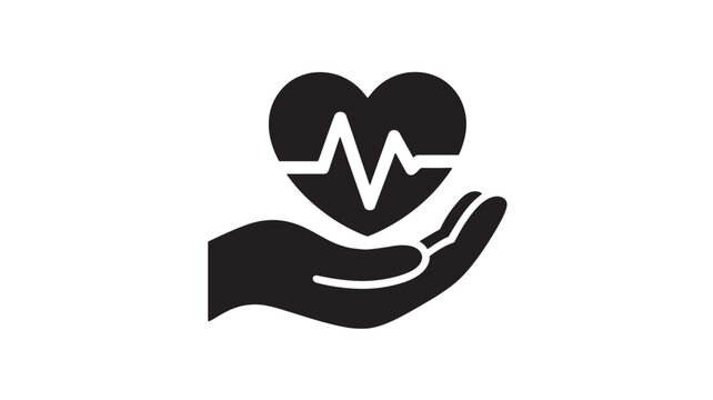 Hand Holding Heartbeat Icon For Healthcare And Medical Concepts Isolated On White