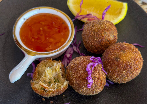 Fishcakes and sauce, Inhambane Province, Inhambane, Mozambique