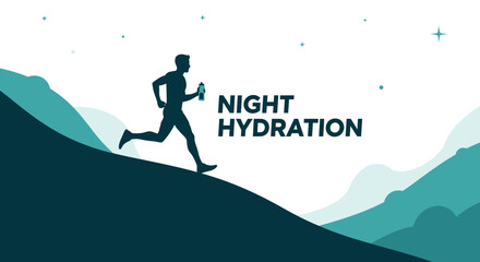 Naklejka premium Runner Hydrating At Night: A Visual Representation Of Stamina And Endurance